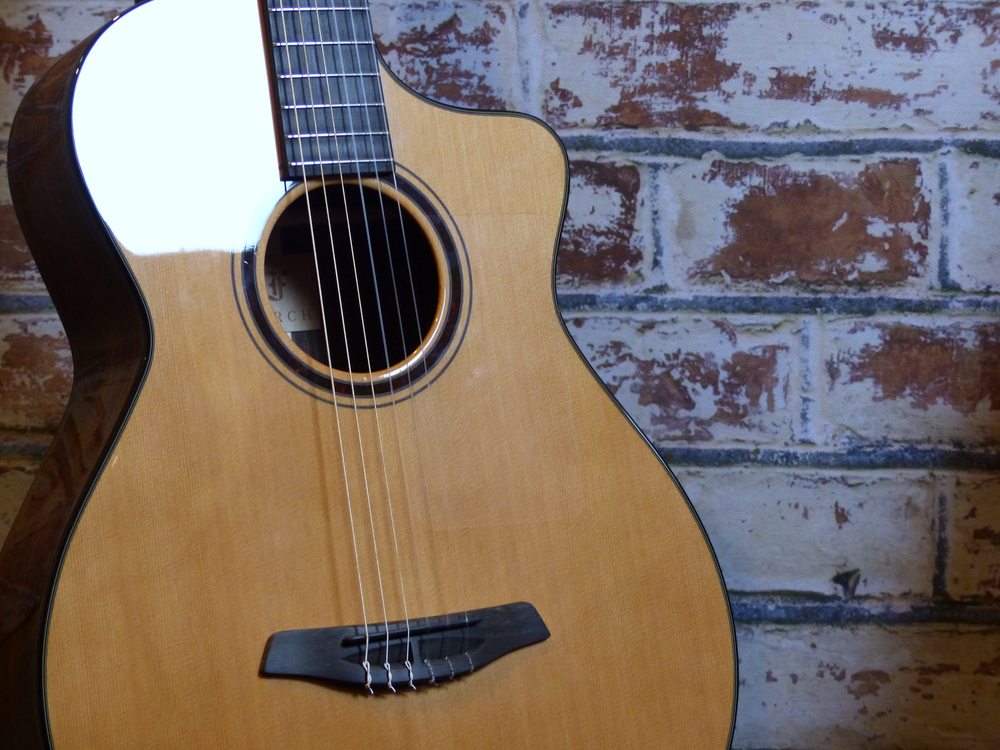 Body of an acoustic guitar with a cutaway